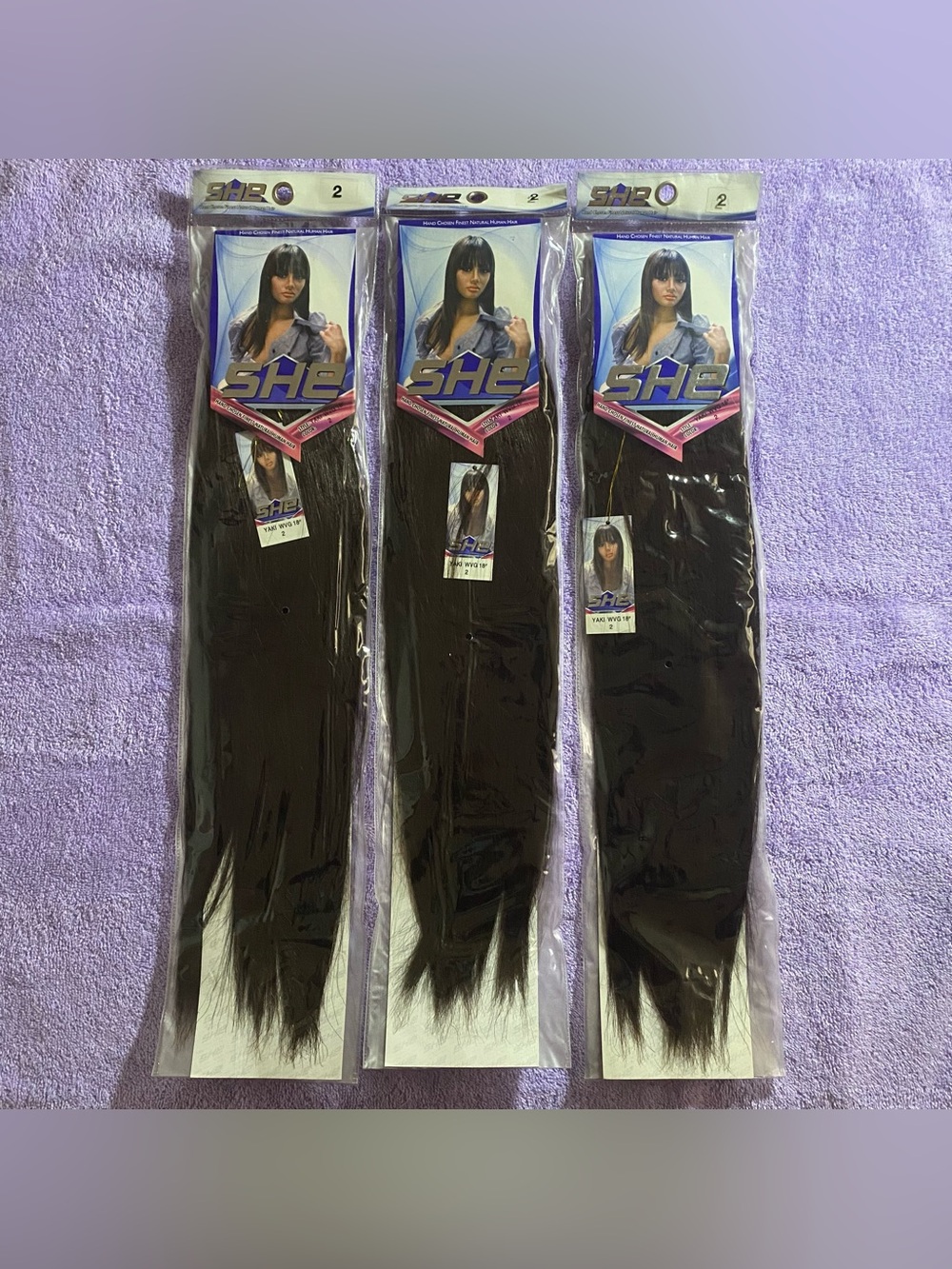 SHE Yaki Human Hair Blend Bundles – (Color 2) (18 in) *3 PACKS*